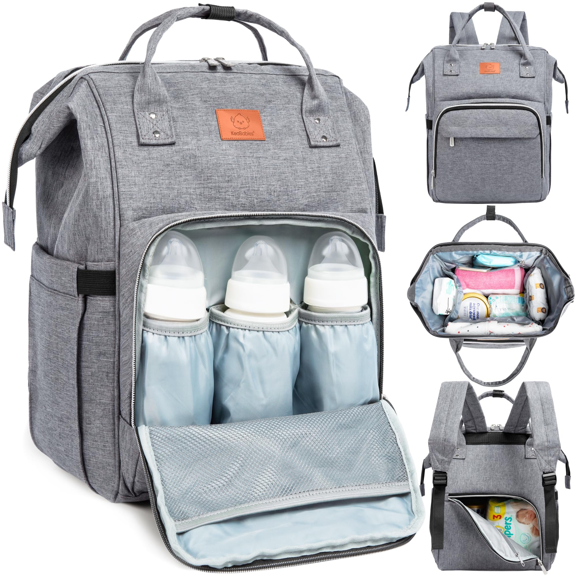 Photo 1 of KeaBabies Baby Diaper Bag Backpack - Baby Bag for Boys, Girls, Waterproof Multi Function Baby Backpack, Large Diaper Bags for Baby Girl, Baby Boy, Travel Diaper Bag with Changing Pad (Classic Gray)
