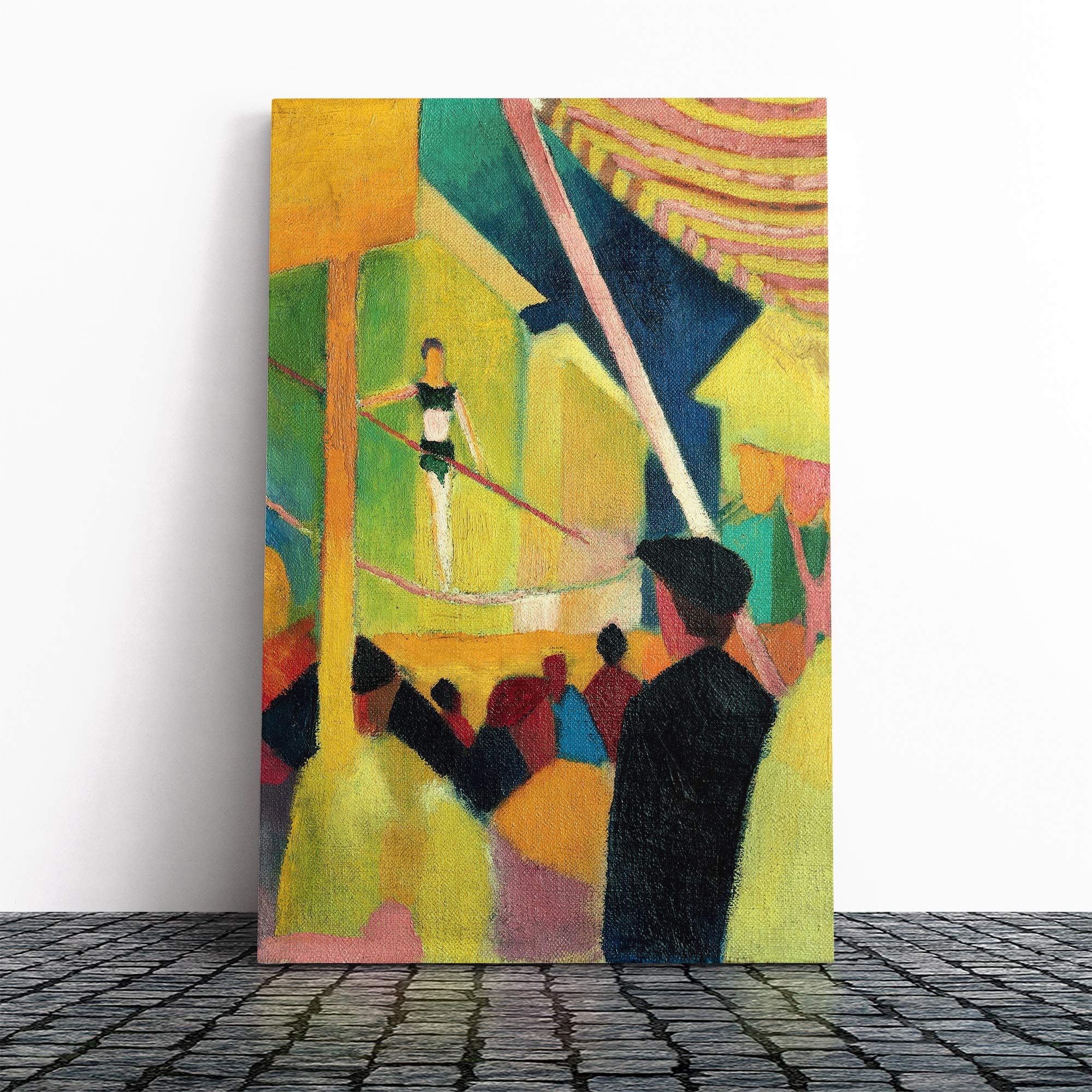 August Macke Tightrope Walker (2) Canvas Print | Gallery Wrapped 30mm Frame Wall Art | 20x14 inches | Ready to Hang | Modern Picture | Living Room Bedroom Lounge Office