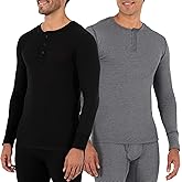 Fruit of The Loom Mens Recycled Waffle Thermal Underwear Henley Top (1 and 2 Packs)