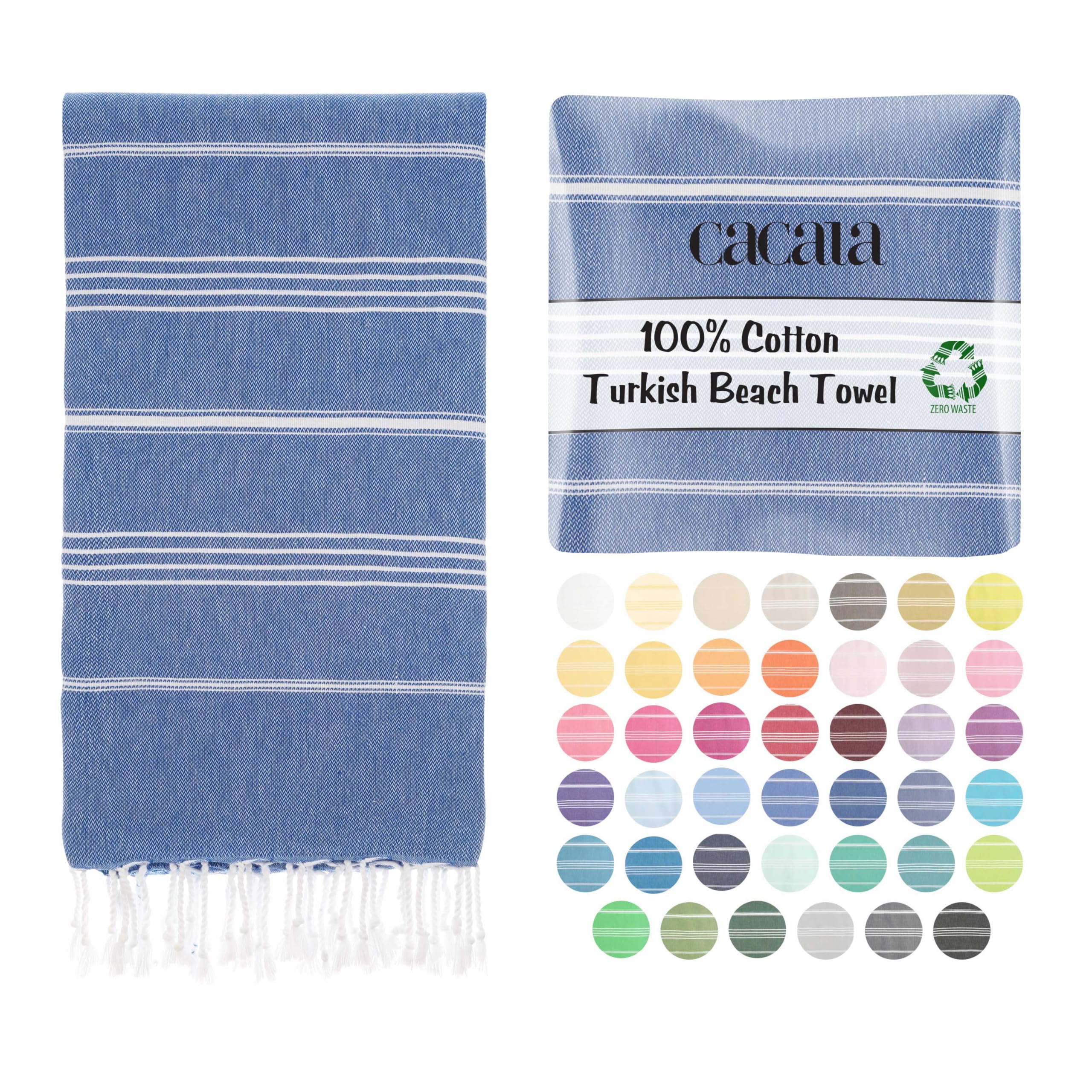 Photo 1 of Cacala Lightweight and Thin Turkish Beach Towel 100% Cotton Sand-Free and Quick-Drying Goodness Perfect as an Extra Large Travel Towel, Beach Accessory, or Gift for Beach Lovers, 37 x 70