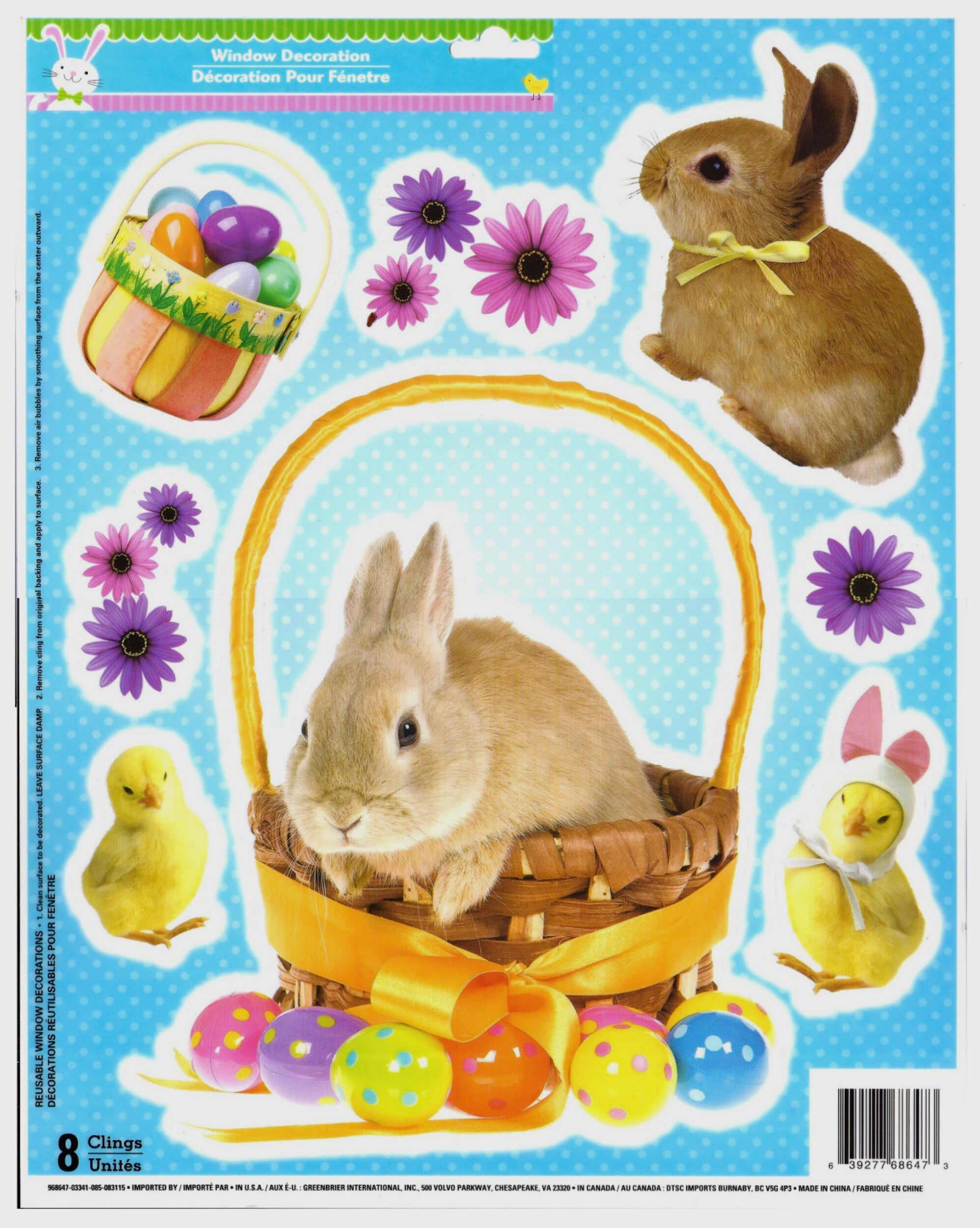 Easter Window Clings Basket, Bunny and Flowers