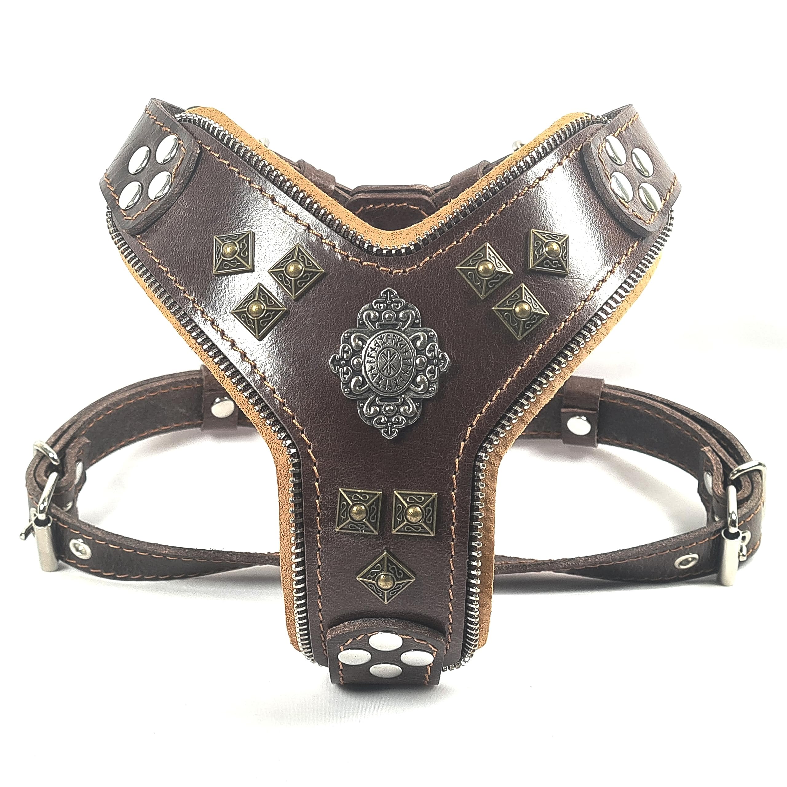 Bestia Aztec big dog leather harness