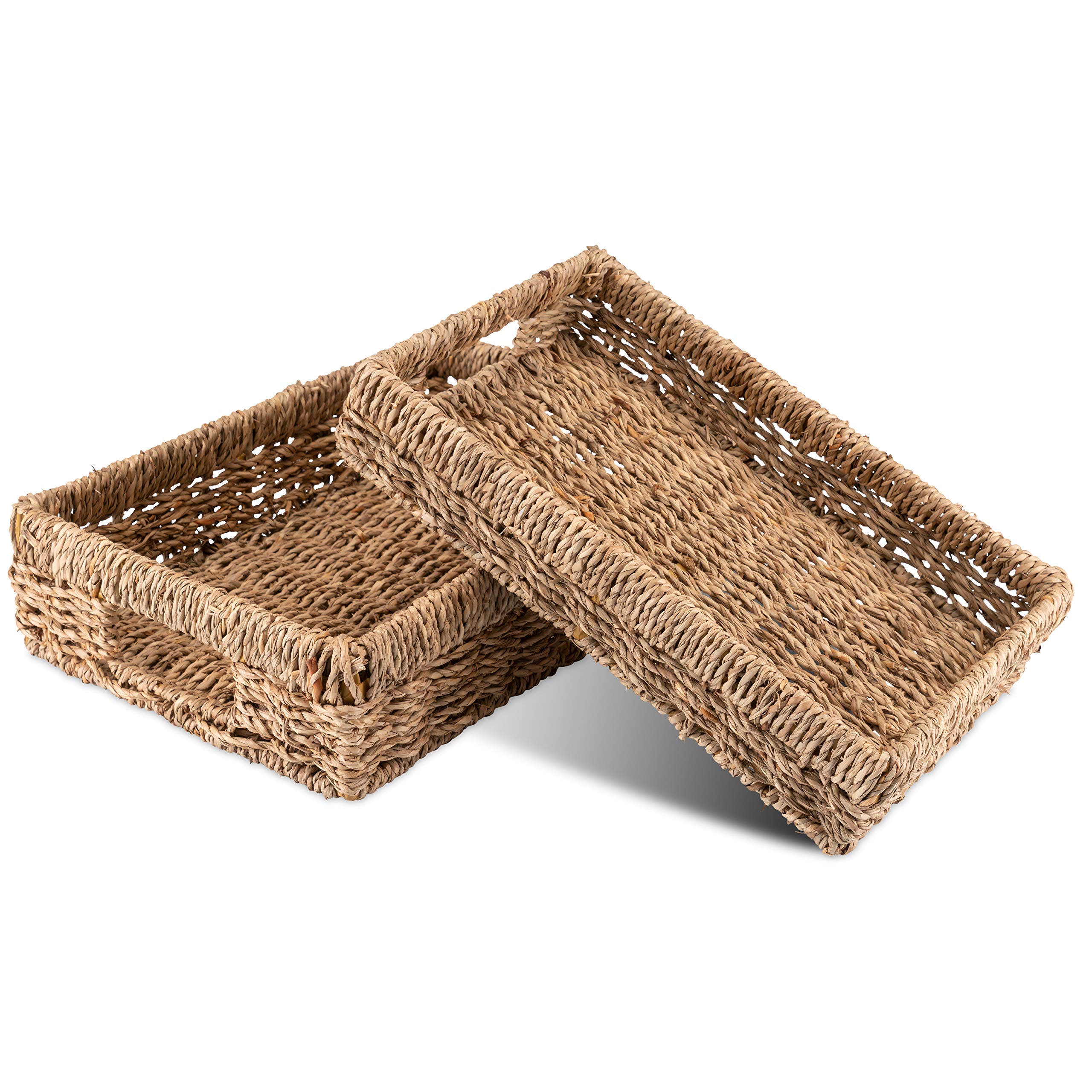Decorasian Woven Seagrass Rectangular Storage Basket / Tray