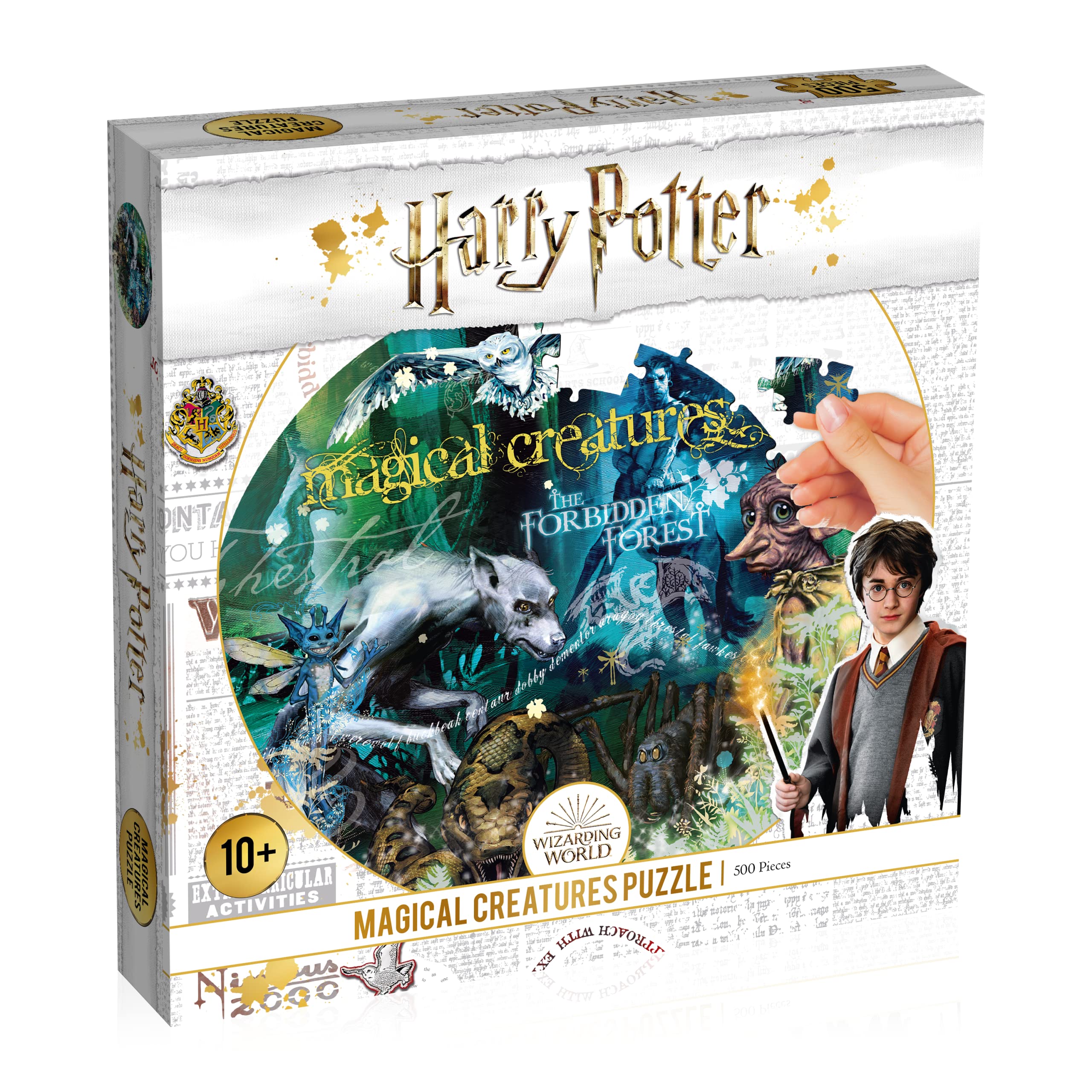 Winning Moves Harry Potter Magical Creatures 500 Piece Jigsaw Puzzle Game, piece together the forbidden forest including Acromantula and Pixies, gift for ages 10 plus