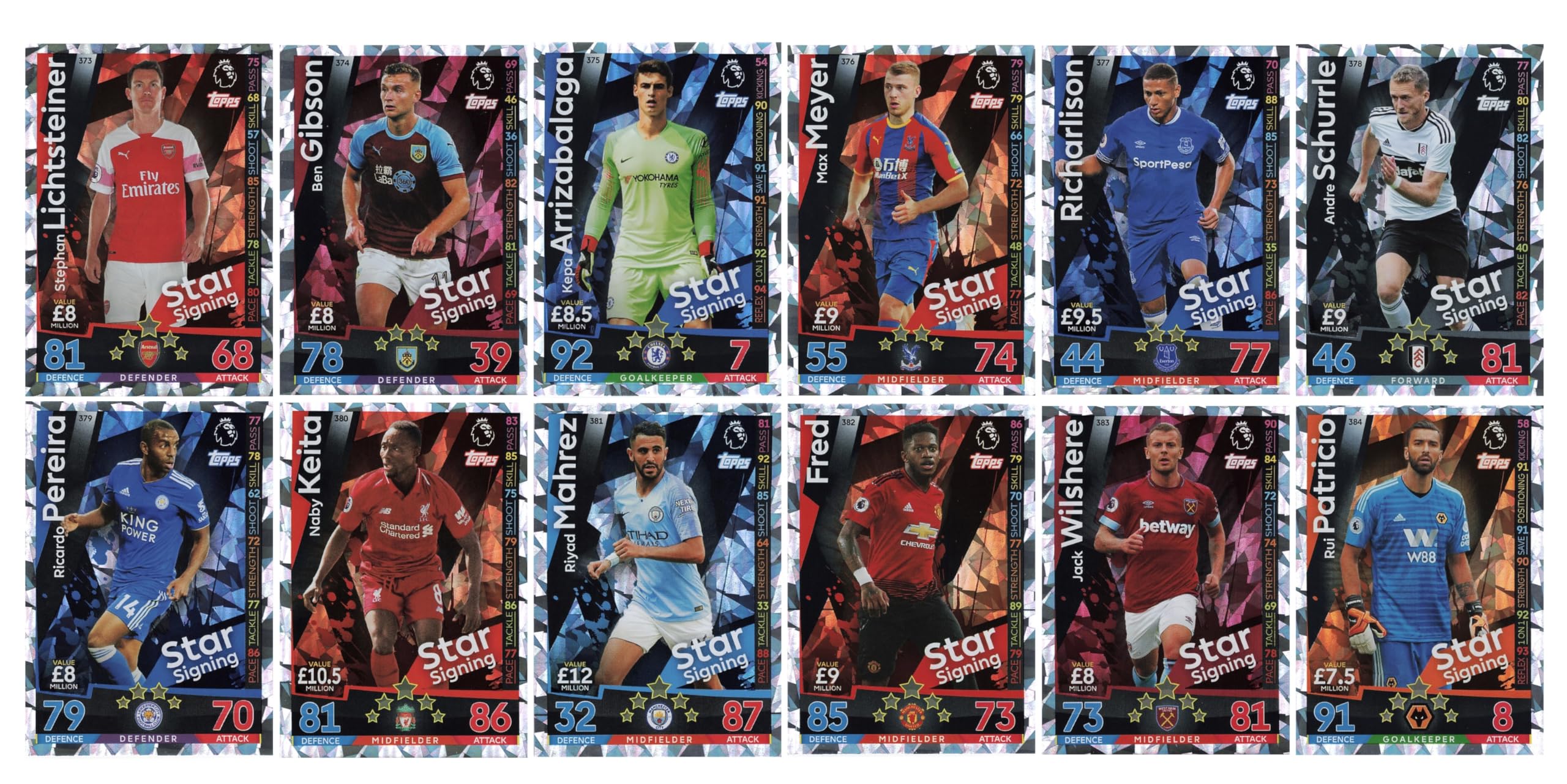 Match Attax 2018/19 Star Signings Set of 12 Cards