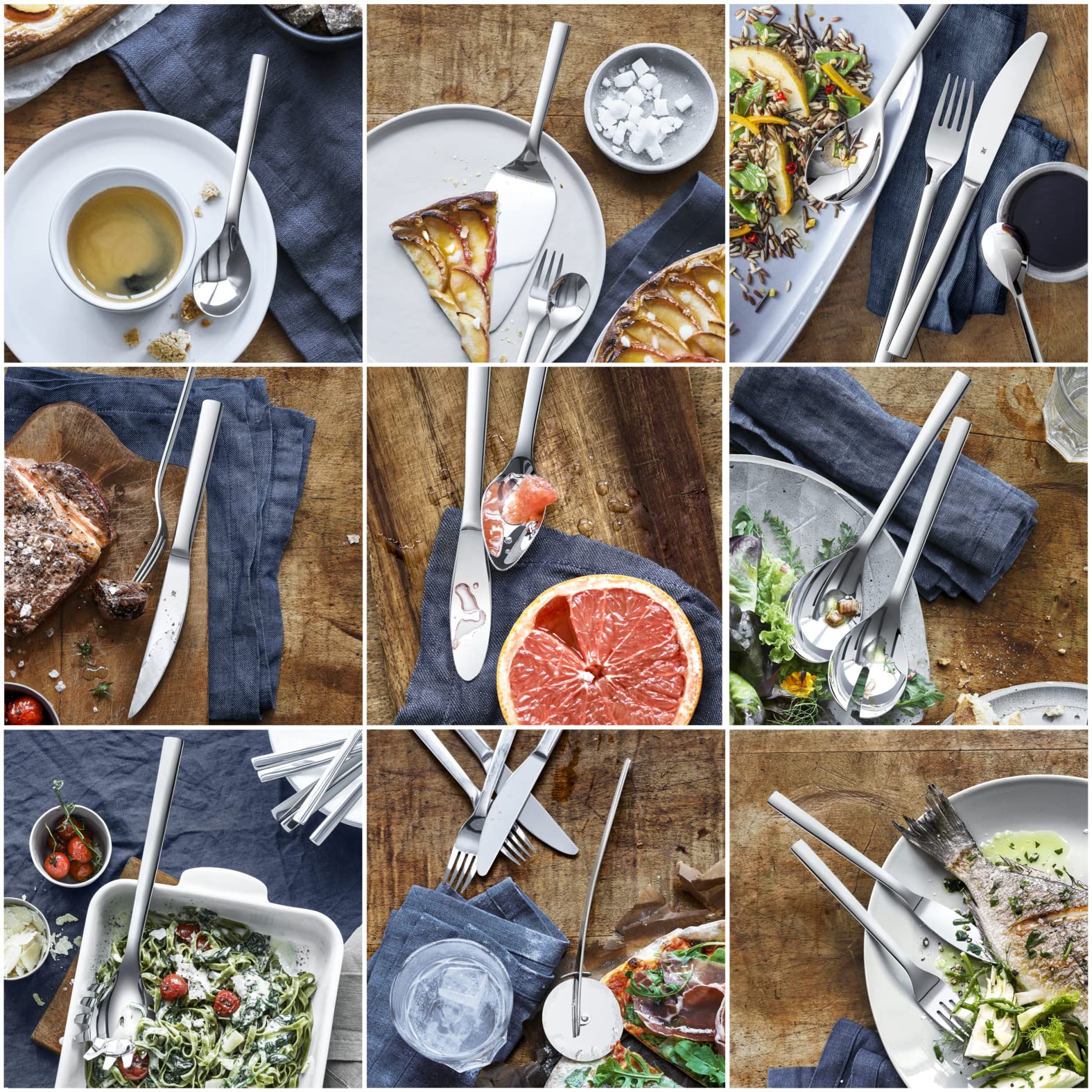 WMF Nuova Salatbesteck Edelstahl 25 cm, klein, Salatgabel und Servierlöffel, Cromargan Edelstahl poliert, glänzend, spülmaschinengeeignet 5