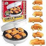 Car Mini Waffle Maker - Make 7 Fun, Different Race Cars, Trucks, and Automobile Vehicle Shaped Pancakes - Electric Non-Stick 