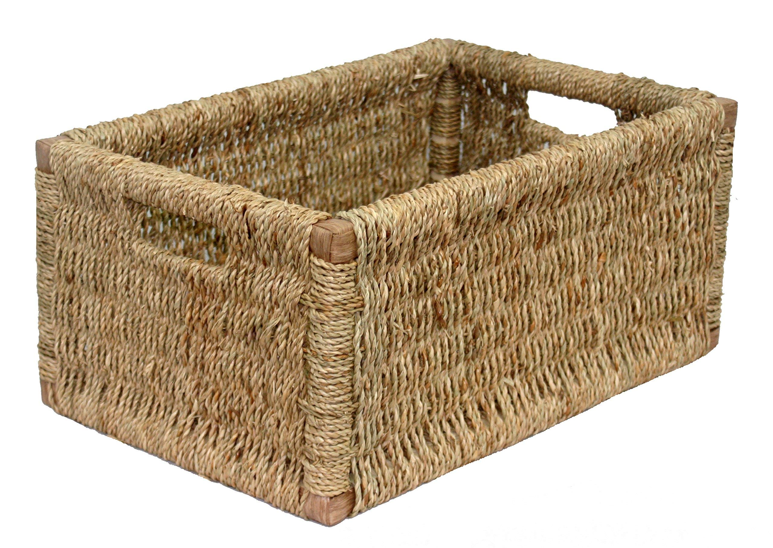 Red Hamper Seagrass Storage Basket, Wicker, Brown, 28 x 41 x 20 cm
