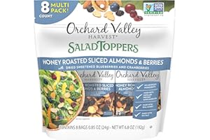 Orchard Valley Harvest Honey Roasted Sliced Almonds and Berries Salad Toppers, 0.85 Ounce Bags (Pack of 8), Non-GMO, No Artificial Ingredients