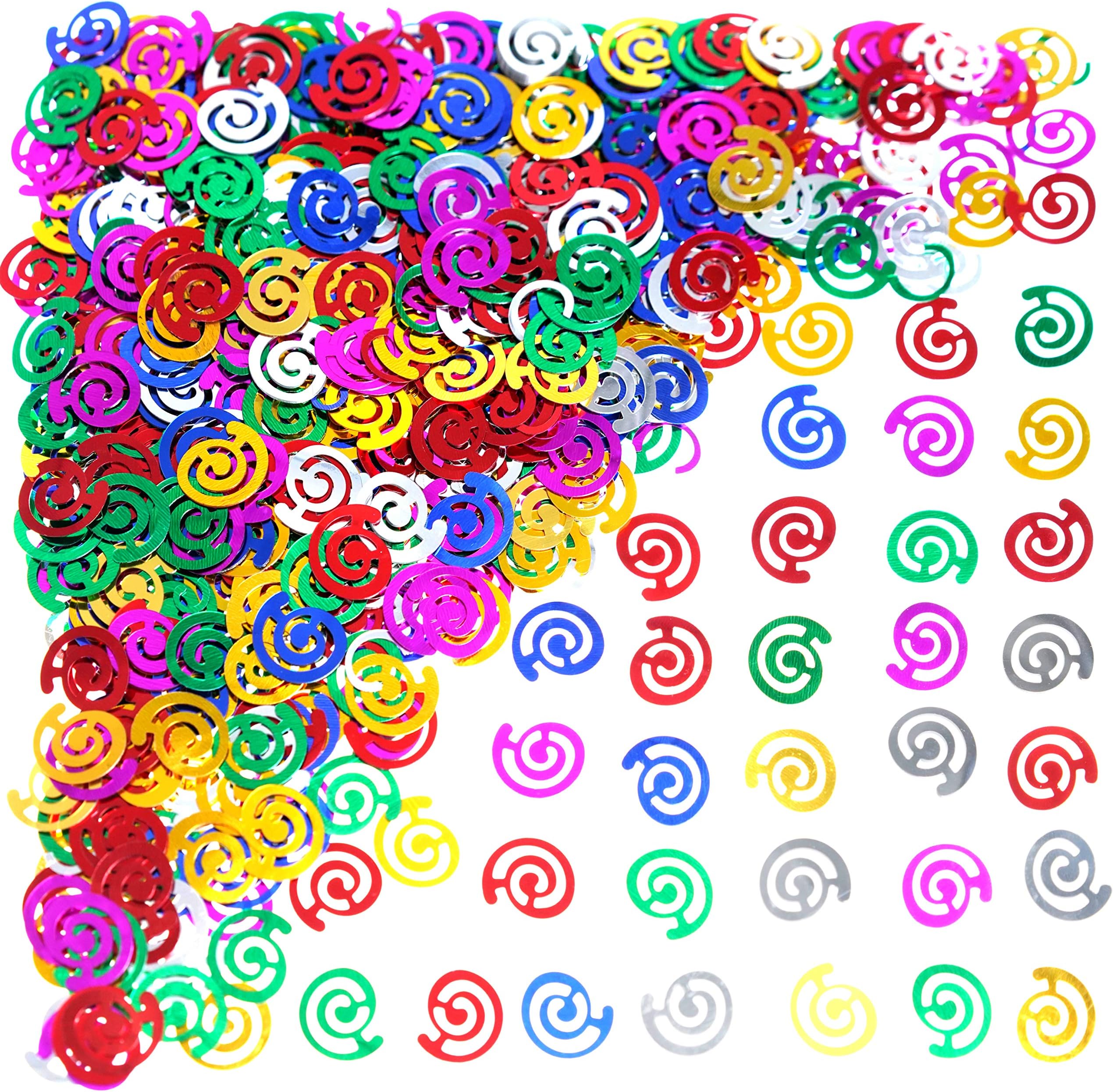 Happy Birthday Party Swirl Table Confetti - Rainbow First Birthday Party Baby Shower Foil Metallic Sequins Table Confetti Christmas Party Sprinkles Confetti Decorations, 60g