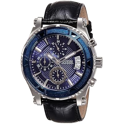 Guess Men's Black Leather Band Quartz Watch Nigeria Ubuy