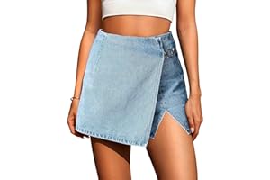 Eddoyee Jean Skorts for Women Pockets Denim Mini Skirts Trendy Y2K Country Skirt with Shorts Casual Stretchy High Waisted
