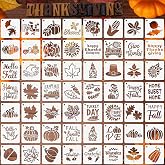 Augshy 56Pack Fall Stencils for Painting on Wood Crafts Thanksgiving Decor | Reusable Thanksgiving Stencils, for Seasonal Home Art, Simple Patterns for Beginners, Creative Autumn Holiday Projects, 3inch
