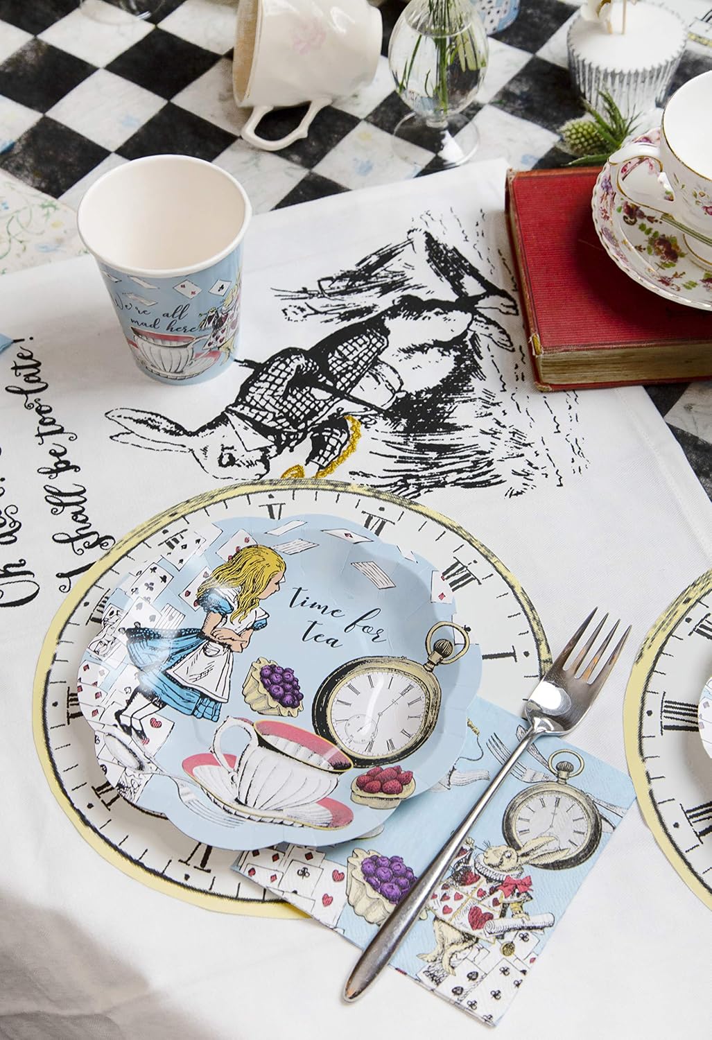 Talking Tables 12 x Blue Alice in Wonderland Small Plates Scalloped Edge Mad Hatter Tea Paper Plates Party Tableware Afternoon Tea Mother's Day Baby Shower Weddings 17cm - Image 5