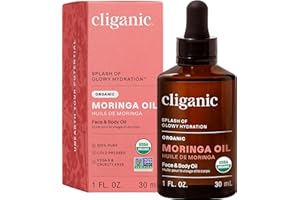 Cliganic Organic Moringa Oil, 100% Pure - For Face & Hair | Natural Cold Pressed Unrefined