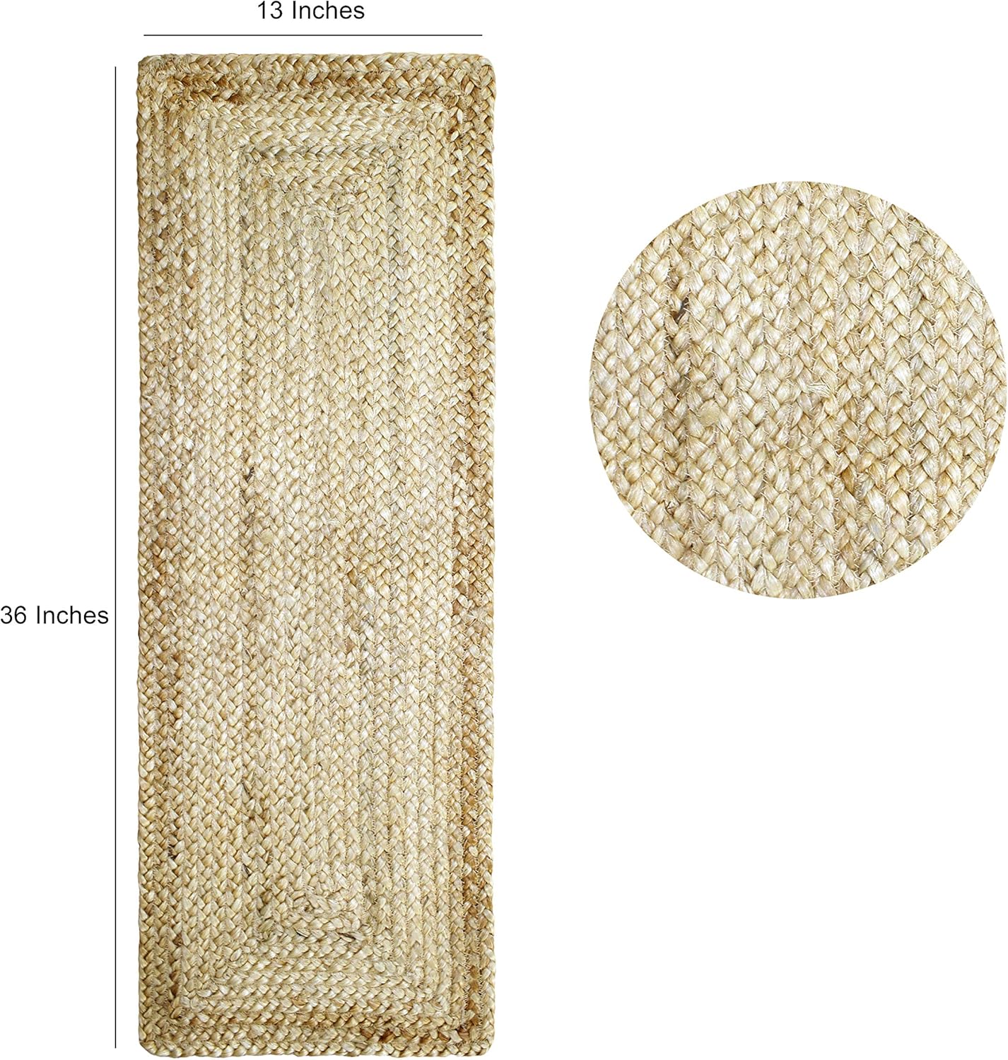 COTTON CRAFT - 100% Jute- Reversible Jute Braided Table Runner - Natural - 13 x 36 Inch - Hand Woven Rectangular Plain - Spot Clean Only.: Home & Kitchen