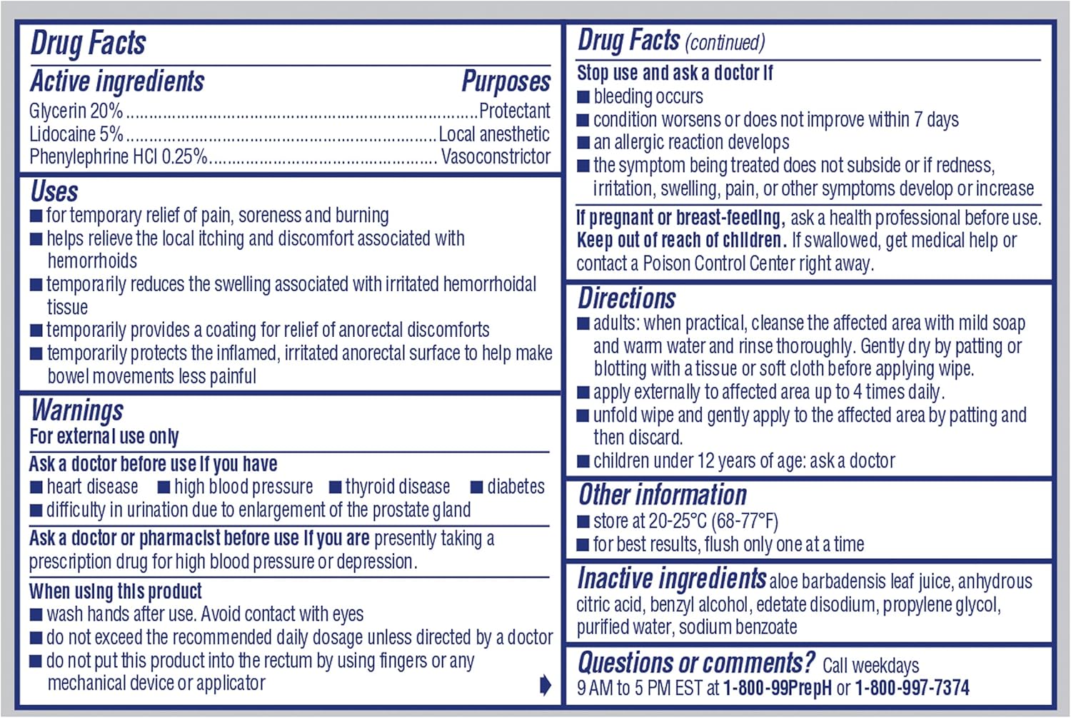 Preparation H Rapid Relief with Lidocaine Hemorrhoid Symptom Treatment Flushable Wipes, Numbing Relief for Pain, Burning and Itching, Reduces Swelling, 10 Count Box: Health & Personal Care