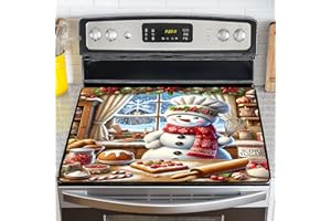 NYZE Christmas Stove Top Cover for Electric Stove,Glass Stove Top Cover, Heat Resistant Glass Cooktop Cover, Stovetop Protector, Kitchen Decor, Dish Drying Mats Cover for Ceramic Washer Top 28.5x20.5 inch