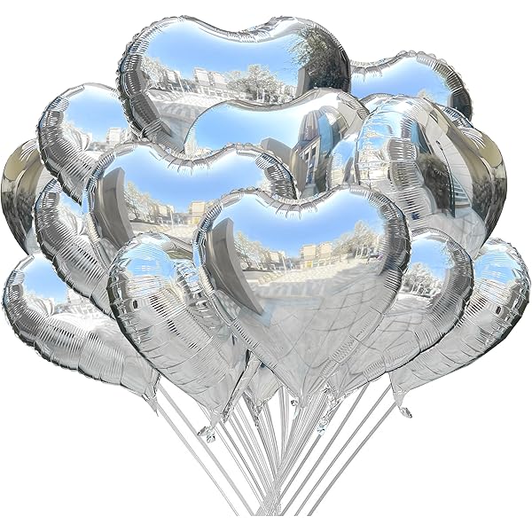 Amazon.com: Silver Heart Balloons 12 PACK Metallic Valentines Day  Decorations Foil Heart Shaped Balloon : Home & Kitchen