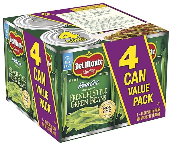 DEL MONTE FRESH CUT BLUE LAKE FRENCH STYLE GREEN BEANS, 14.5 OZ. CAN, CANNED VEGETABLES (PACK OF 4)