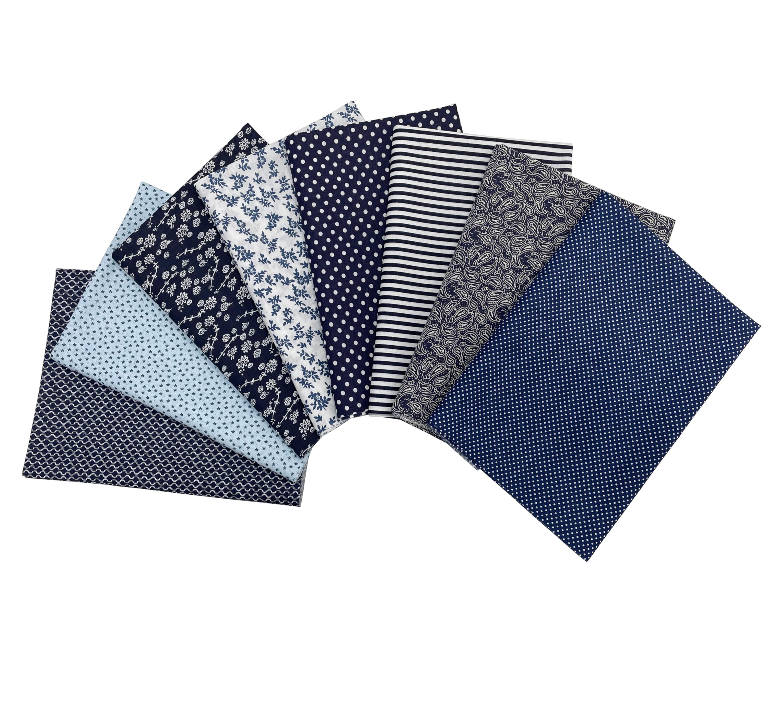 Jukway 8Pcs Cotton Fabric Bundles 50x50 cm Squares, Printed Patterns Cotton Fabric Patchwork Craft DIY Sewing Fabric for Quilting, Decoration, Scrapbooking, Handwork, Arts, Hobbys (Navy Blue) — image 1