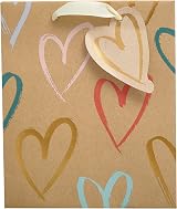 UK Greetings Medium Gift Bag Kraft Hearts Design 19 x 22.9 cm view 2