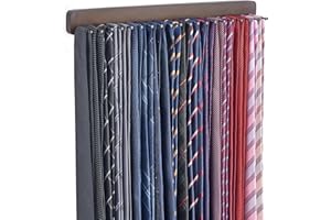 Mkono Tie Rack Wall Mounted Belt Hanger Holder Rustic Wood Tie Organizer for Men Closet Max up 20 Storage for Ties Belts Scar