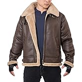 Mifidy Men Brown Leather Jacket Motorcycle Shearing Fur Winter Coat Cosplay Costume for Cold Weather XS-3XL