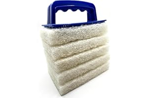 Handled Bath Scrubber 6 Piece Heavy Duty Cleaning Scrub Sponge Brush Bathroom Scouring Pads White Non-Scratch Remove Soap Scu