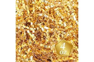 TCAIRG - 4 oz - Gold - Crinkle Cut Paper Shred Filler great for Gift Wrapping, Basket Filling, Birthdays, Weddings, Anniversaries, Valentines Day, and other occasions