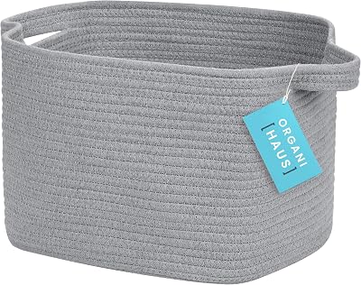 OrganiHaus Storage Baskets Rope Woven Small 34x28x24cm Grey