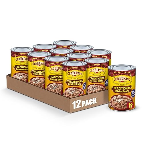 Old El Paso Traditional Canned Refried Beans, 1 Can, 16 oz (Pack of 12)