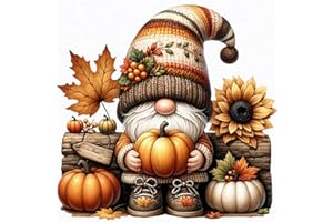 NEGEKFKX Fall Gnome Stamped Cross Stitch Kits for Adults -Pumpkin Embroidery Kits for Beginners Adults,11 CT Patterns Dimensions Counted Cross Stitch Kits for Adults Arts Craft 14x14 inch
