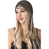 BABEYOND 1920s Pearl Flapper Cap Headpiece, Roaring 20s Beaded Cap | Pearl Head Chain, Vintage 1920s Style, Beaded Fringe Tassels, Perfect for Gatsby Parties, Proms and Costume Events