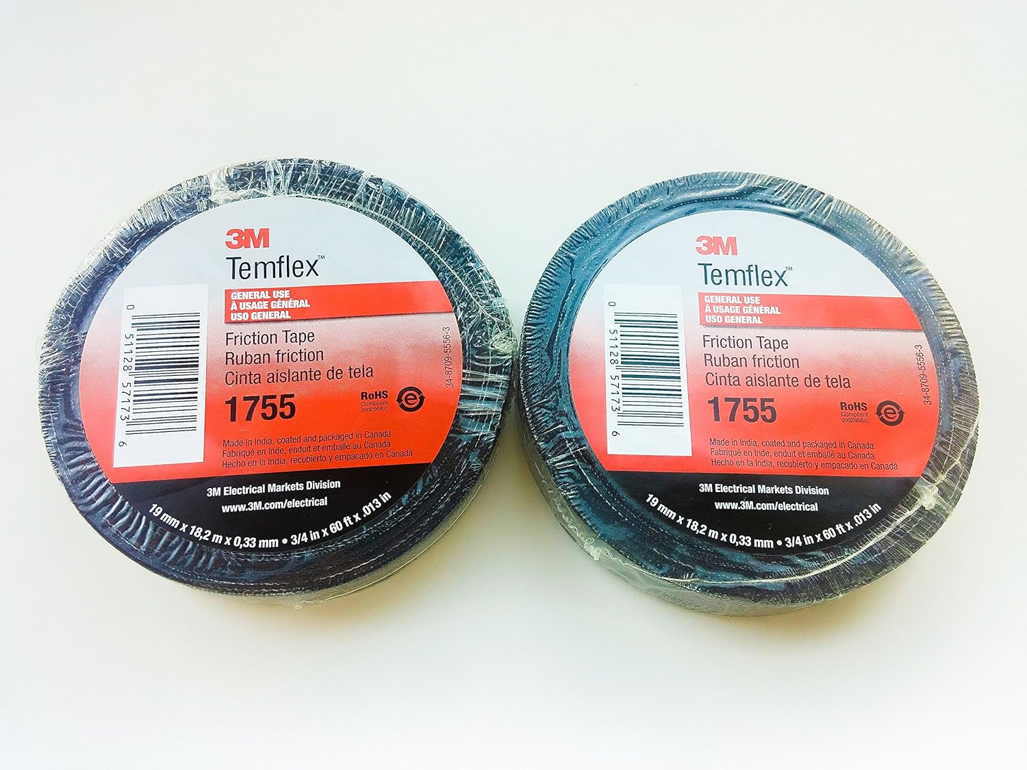 3M Temflex 1755 3/4" Wide by 60' Long Cotton Friction