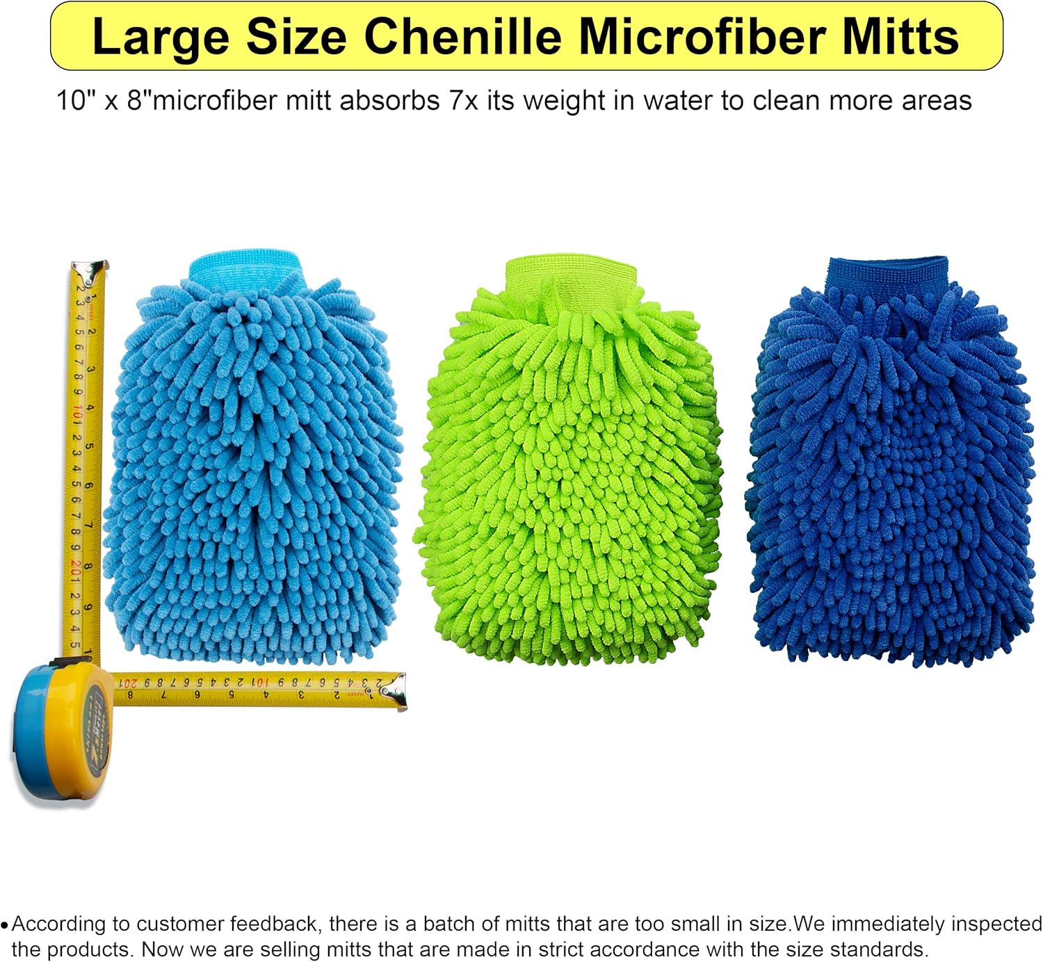 anngrowy Car Wash Mitt 2 Pack - Large Size Microfiber Wash Mitt Car Cleaning Mitts Premium Chenille Car Washing Gloves Winter Waterproof Car Wash Rag Sponge Kit with Lint Free & Scratch Free: Home & Kitchen