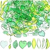Kifmurase 320 Pcs Green Acrylic Leaf Beads Transparent Maple Leaves Pendants Cute Tiny Green Leaves Bead Caps Earring Charms for Jewelry Making DIY Spring Crafts Necklaces Earring Bracelet