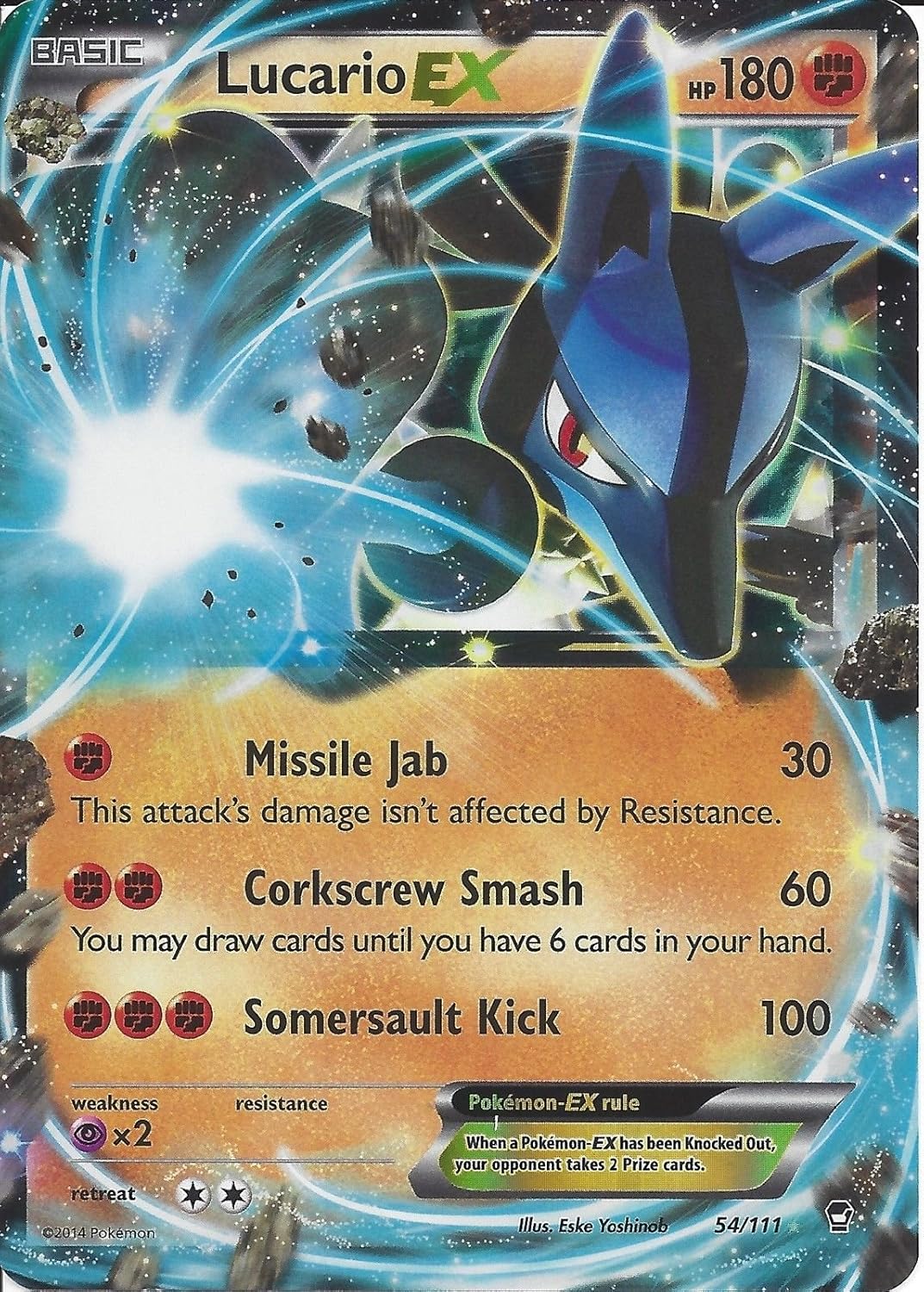 Jeux de cartes à collectionner Pokémon Furious Fists 54/111 Lucario EX Holo Pokemon  Card