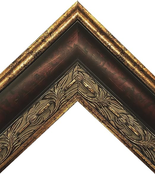 Large Traditional Ornate Bronze and Mahogany Picture Frame