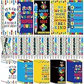Jetec 50 Sets Autism Awareness Ballpoint Pens Click Retractable Gift Prizes with Bookmark Cards Bags Ties for Party Favors Office Teacher Exchange (Autism Awareness)