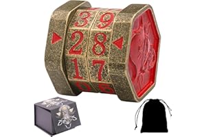 ALOBGHDC Metal MTG Life Counter, Game Skull Life Counter MTG with High Grade Gift Box Packag for Board Games, Tabletop Cards Games, TTRPGs, Compatible with MTGs, Roll Bronze Wheels with Red Numbers
