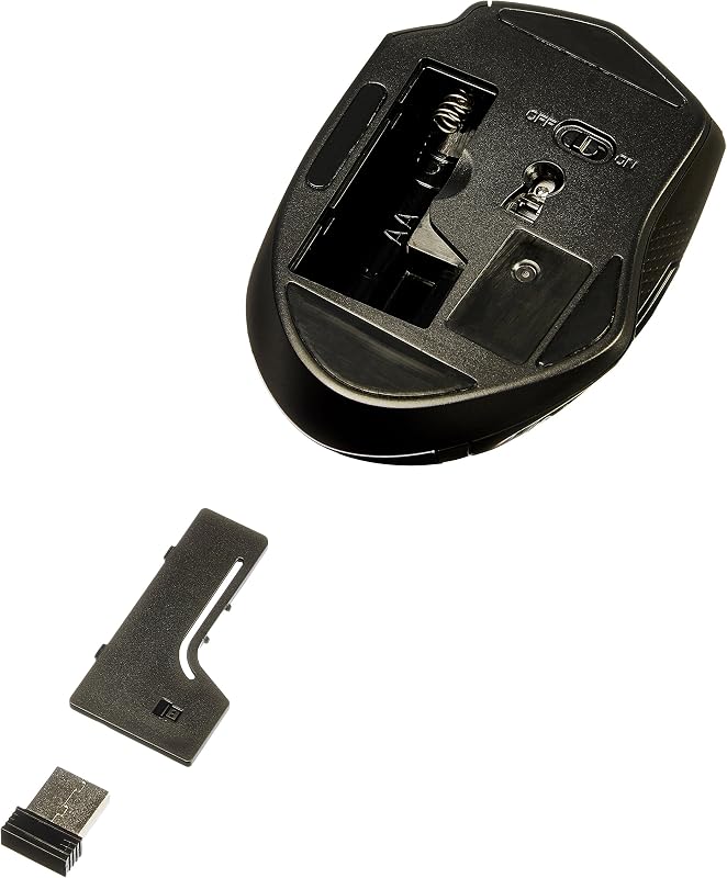 Amazon Basics Mouse sem fio ergonômico, DPI ajustável, preto