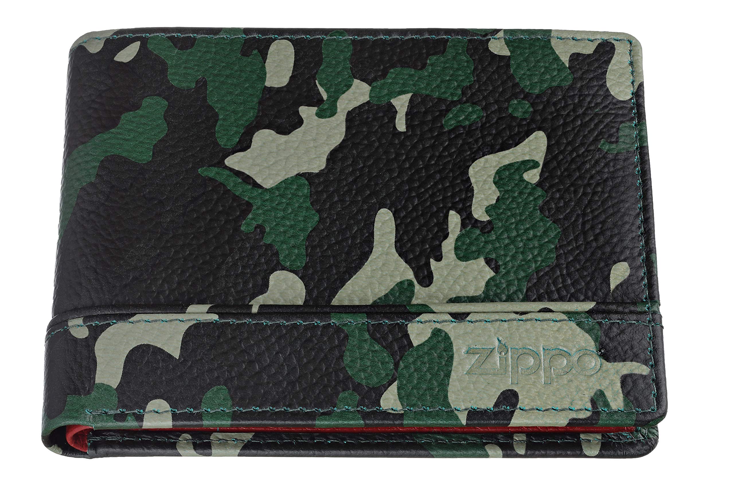 Zippo - Purse/Wallet for Women and Men, Leather, Green Camouflage, with RFID Protection, Ideal for Cards and Notes