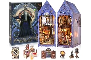 Hamino Book Nook Kit — 3D Wooden Puzzle Booknook, DIY Miniature Dollhouse Booknook Kit, Bookend Bookshelf Insert Decor Model Building for Teens Adults Girls Boys Beginners(Mysterious Magic House)
