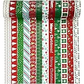 12 Rolls Christmas Washi Tape 0.6" x 16.4ft Silver Foil Merry Christmas Masking Tape Great for DIY Journal, Calendar, Gift Wr
