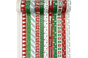 12 Rolls Christmas Washi Tape 0.6" x 16.4ft Silver Foil Merry Christmas Masking Tape Great for DIY Journal, Calendar, Gift Wr