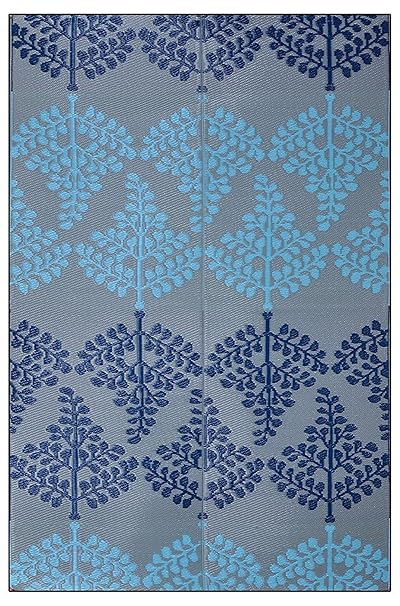 Sapana Mats Motif - Blue & Grey Plastic Floor Mat Chatai (4 X 6) Medium