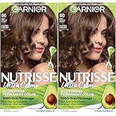 Garnier Nutrisse Ultra Crème Hair Color, Permanent Hair Dye with 100% Gray Coverage, Vegan & Cruelty-Free, 60 Light Natural Brown (Acorn), 2 Count