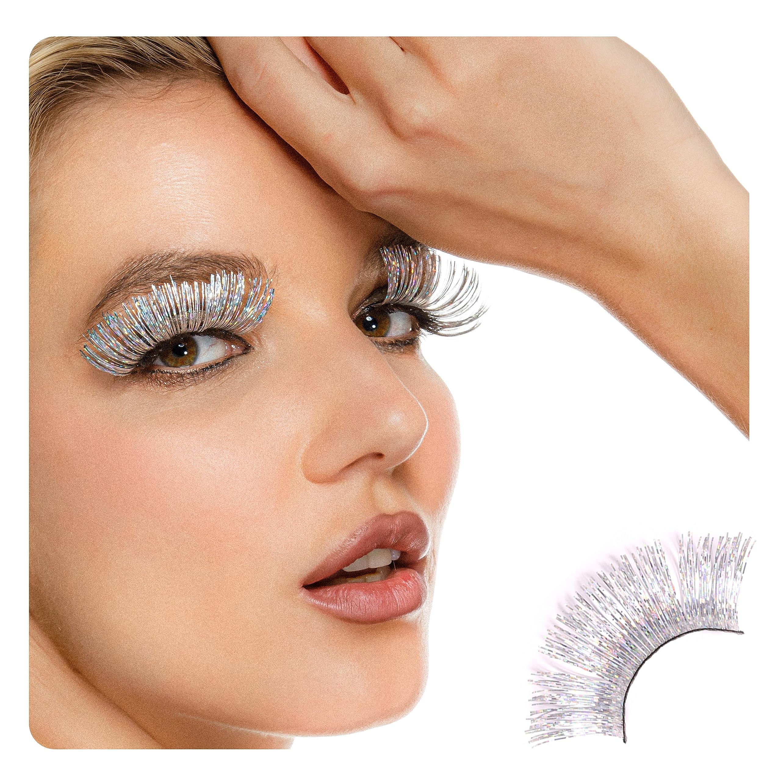 Photo 1 of Dorisue Halloween lashes Silver eyelashes glitter eyelashes Princess cosplay eyelashes silver-white False Eyelashes Extension for Women Girls P24