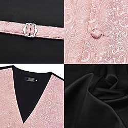 GUSLESON Mens Paisley Rose Gold Suit Vest Tie and